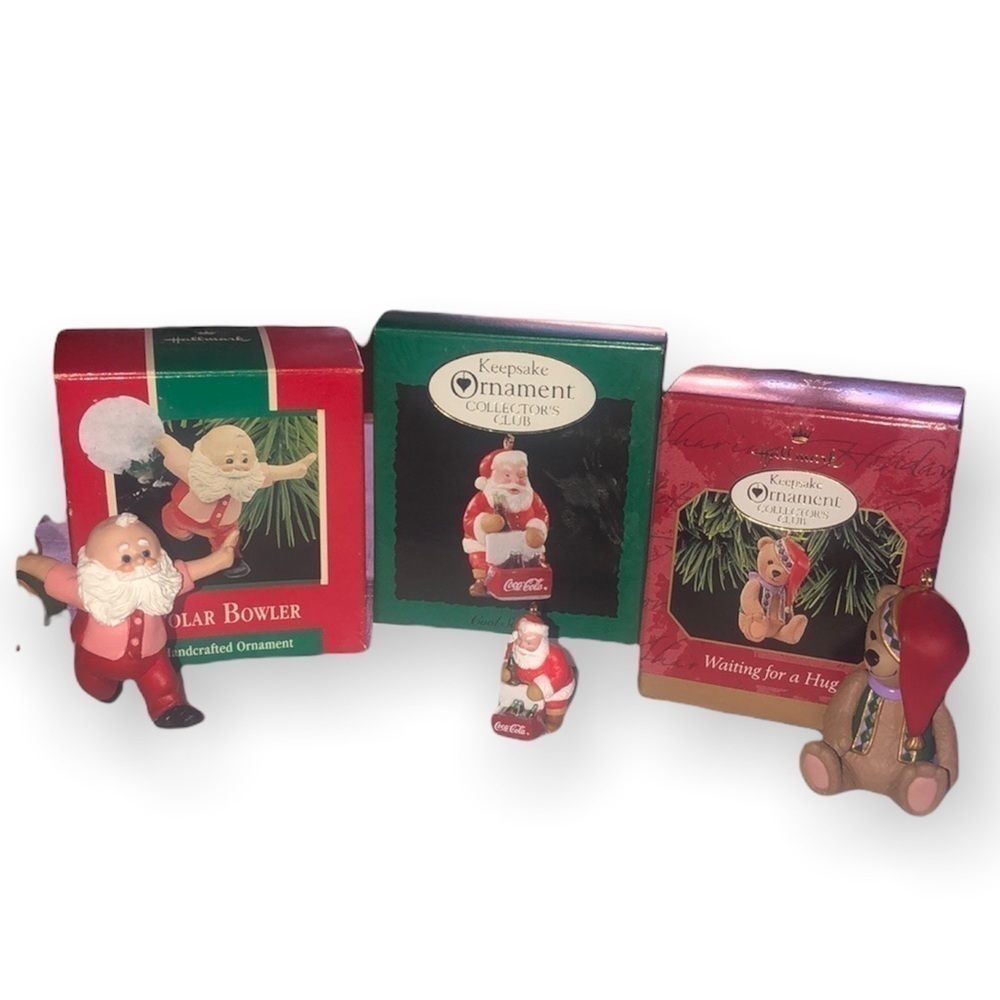 Hallmark Christmas Ornaments Polar Bowler Miniature Coca Cola Waiting For A Hug